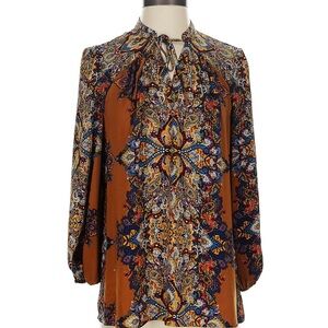 NWT Rafaella paisley tie neck blouse